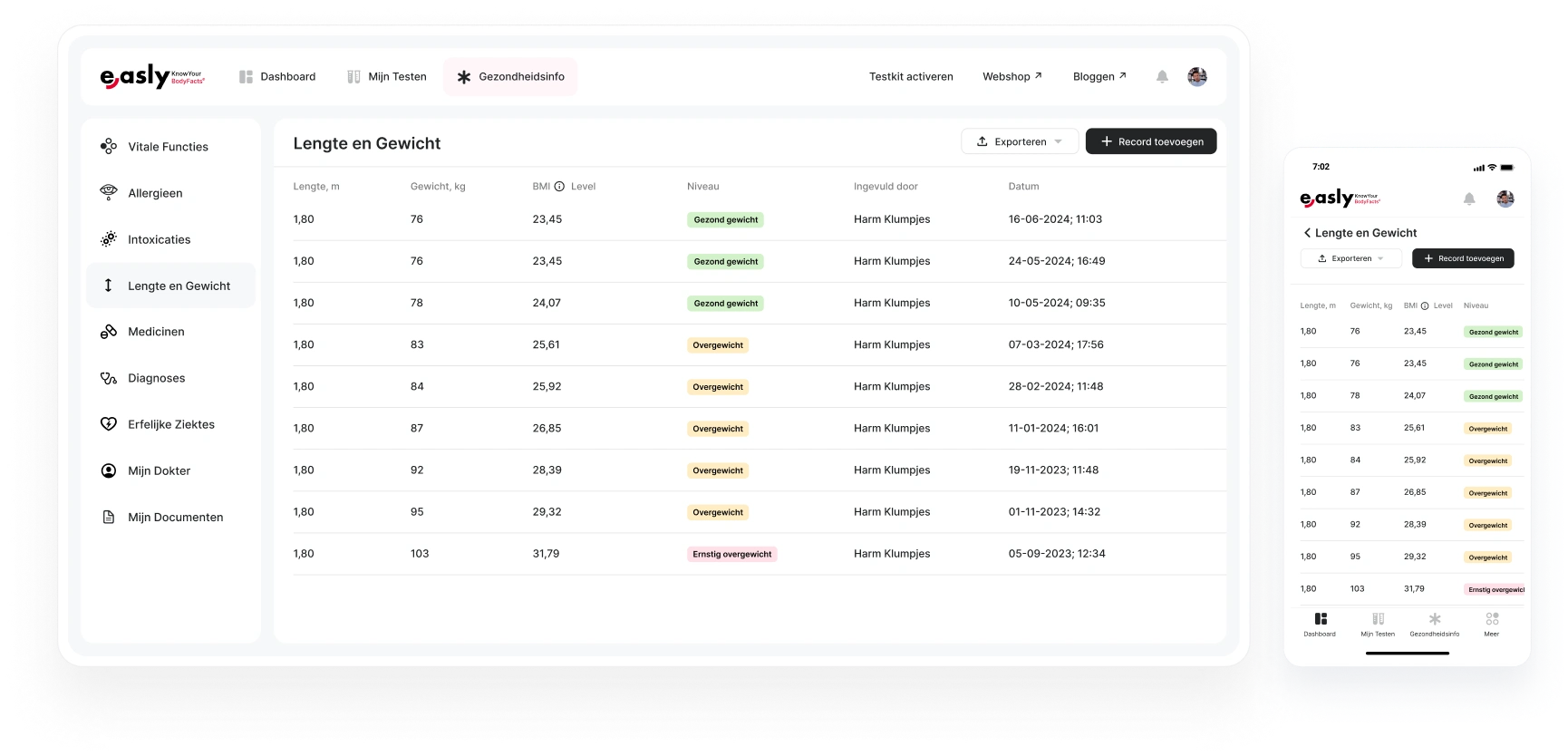 Easly personal dashboard